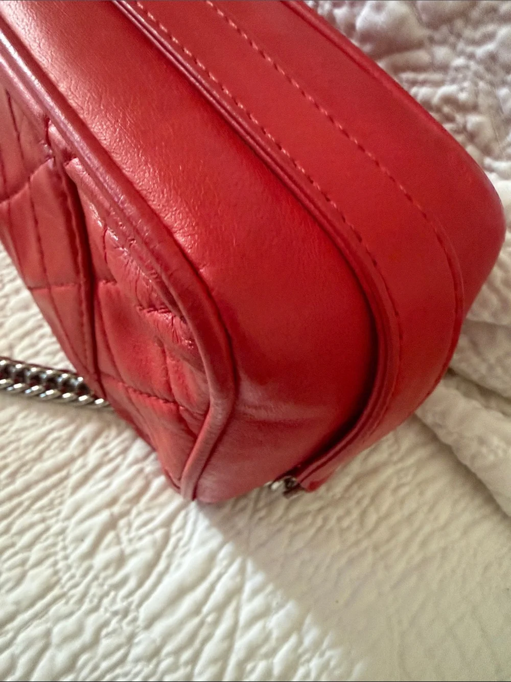 Chanel Quilted Red Chain-Handle Shoulder Bag